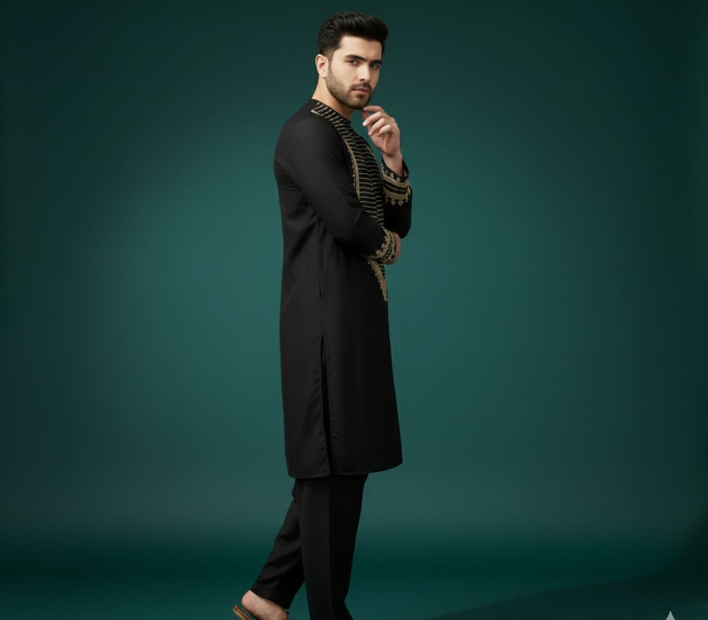 The Royal Black Kurta Set