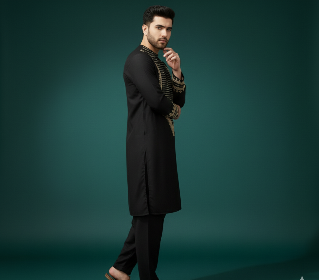 The Royal Black Kurta Set