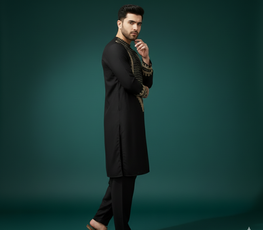 The Royal Black Kurta Set