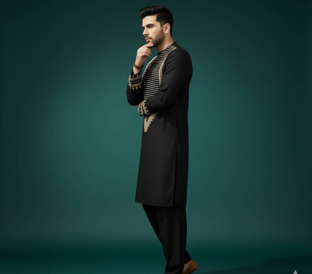 The Royal Black Kurta Set