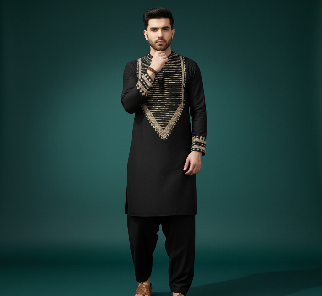 The Royal Black Kurta Set
